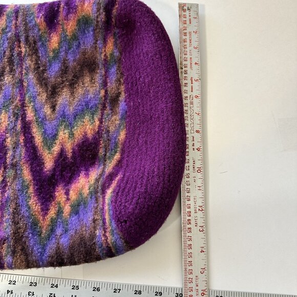 Handmade Purple Wool Shoulder Bag Geometric Multicolor Pattern Artisan - Picture 4 of 8